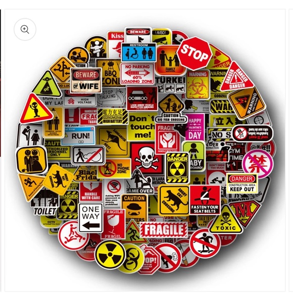 Vibrant Warning Sign Sticker Set - Picture 4 of 7